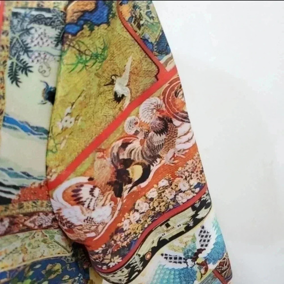 Vintage 70s Novelty Print keyhole blouse.  Size Large - Picture 12 of 15